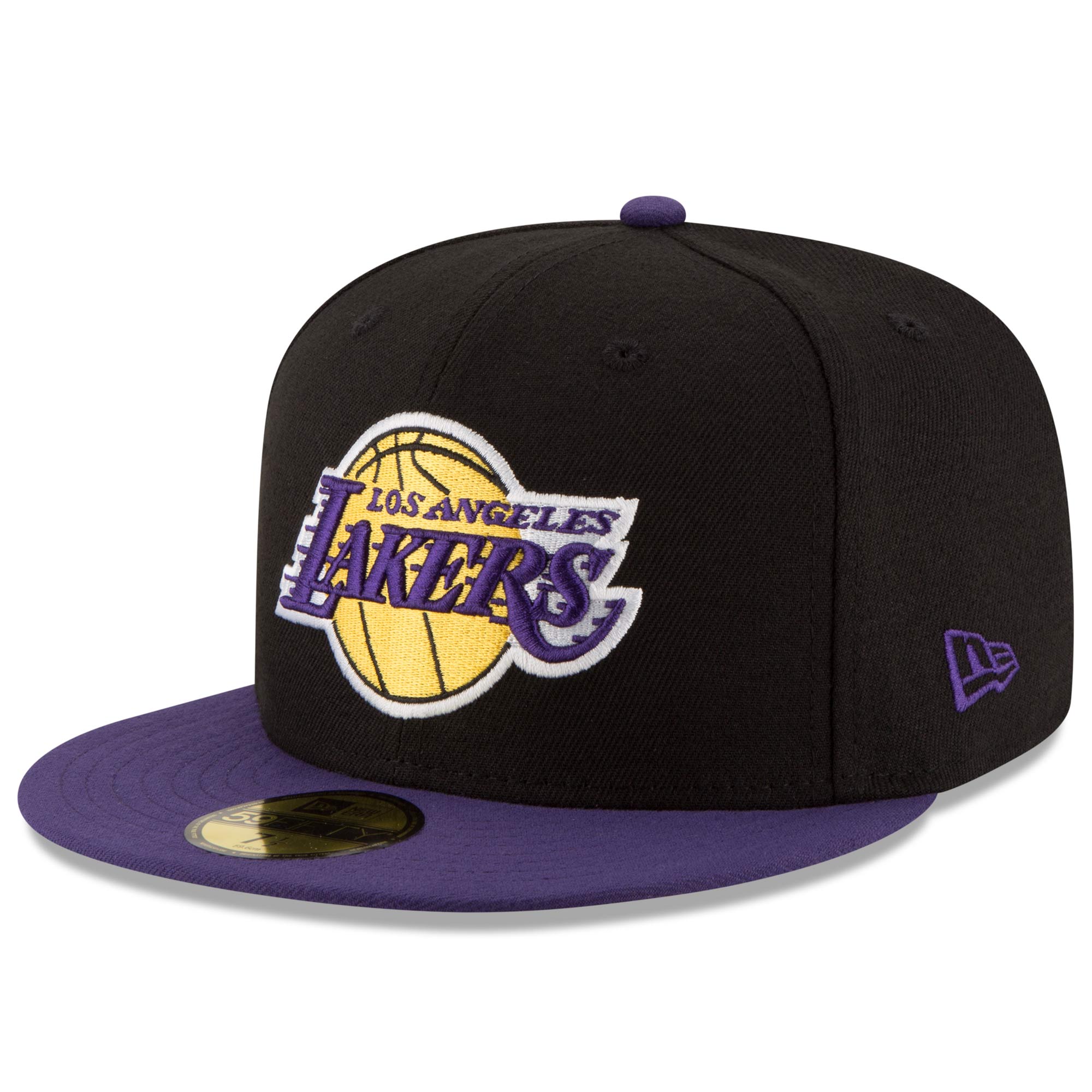 Official Los Angeles Lakers mens los angeles lakers new era blackpurple official team color 2tone 59fifty fitted hat | Lakers Shop