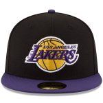 Official Los Angeles Lakers mens los angeles lakers new era blackpurple official team color 2tone 59fifty fitted hat | Lakers Shop