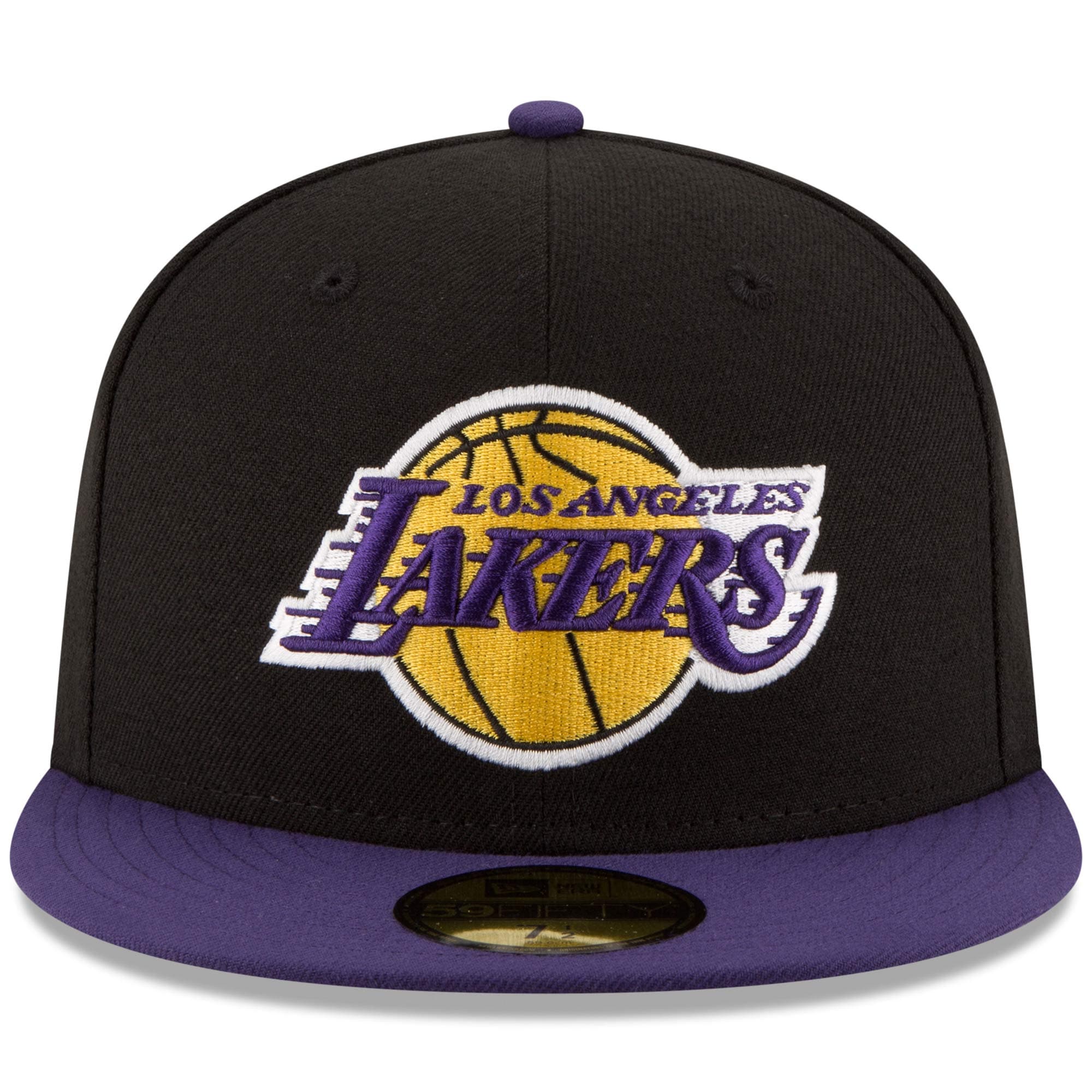 Official Los Angeles Lakers mens los angeles lakers new era blackpurple official team color 2tone 59fifty fitted hat | Lakers Shop
