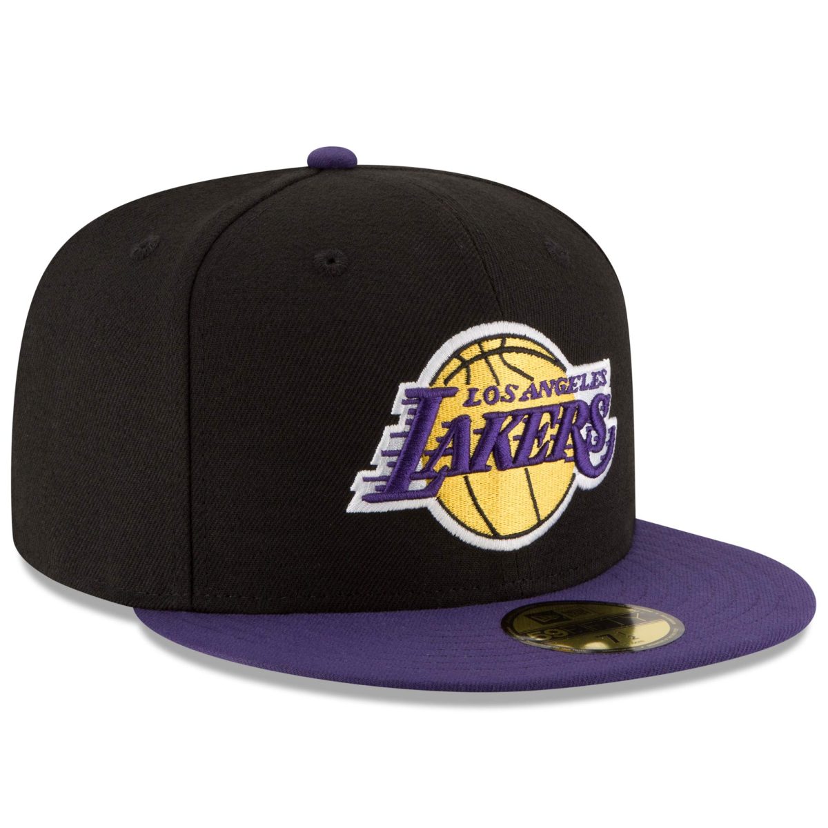 Official Los Angeles Lakers mens los angeles lakers new era blackpurple official team color 2tone 59fifty fitted hat | Lakers Shop
