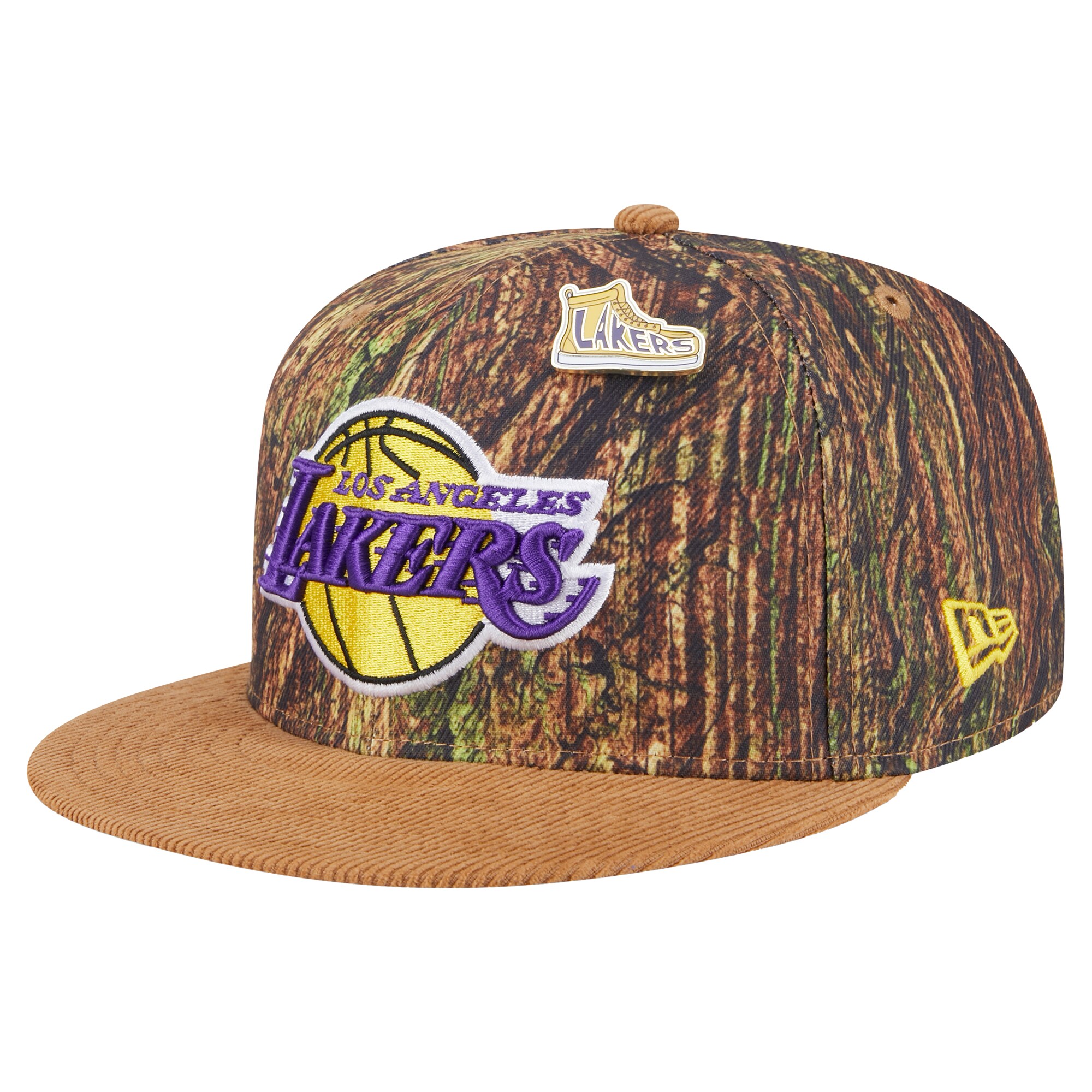 Official Los Angeles Lakers mens los angeles lakers new era camo victory grove forest sneaker pin 9fifty snapback hat | Lakers Shop