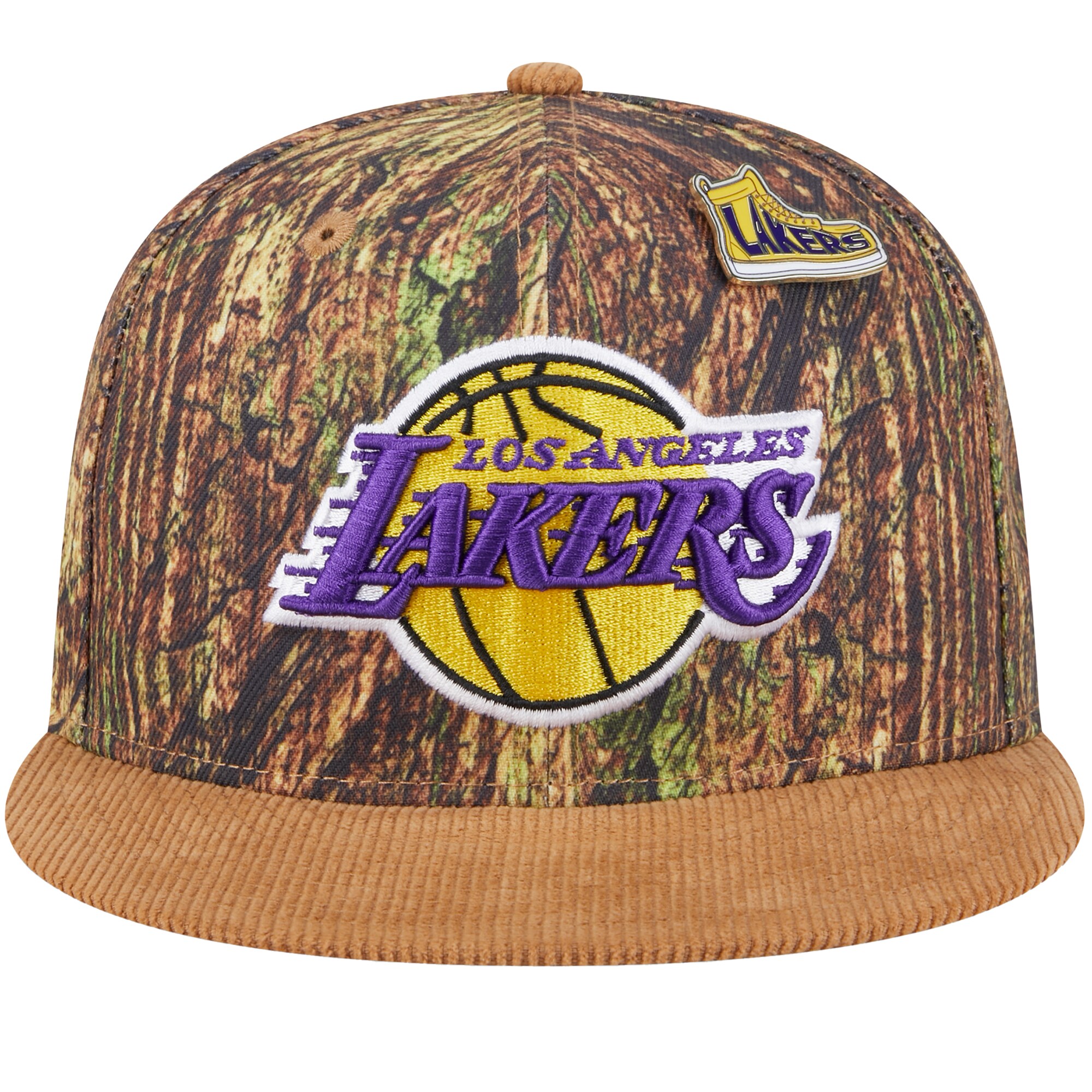 Official Los Angeles Lakers mens los angeles lakers new era camo victory grove forest sneaker pin 9fifty snapback hat | Lakers Shop