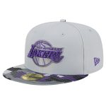 Official Los Angeles Lakers mens los angeles lakers new era gray active color camo visor 59fifty fitted hat | Lakers Shop
