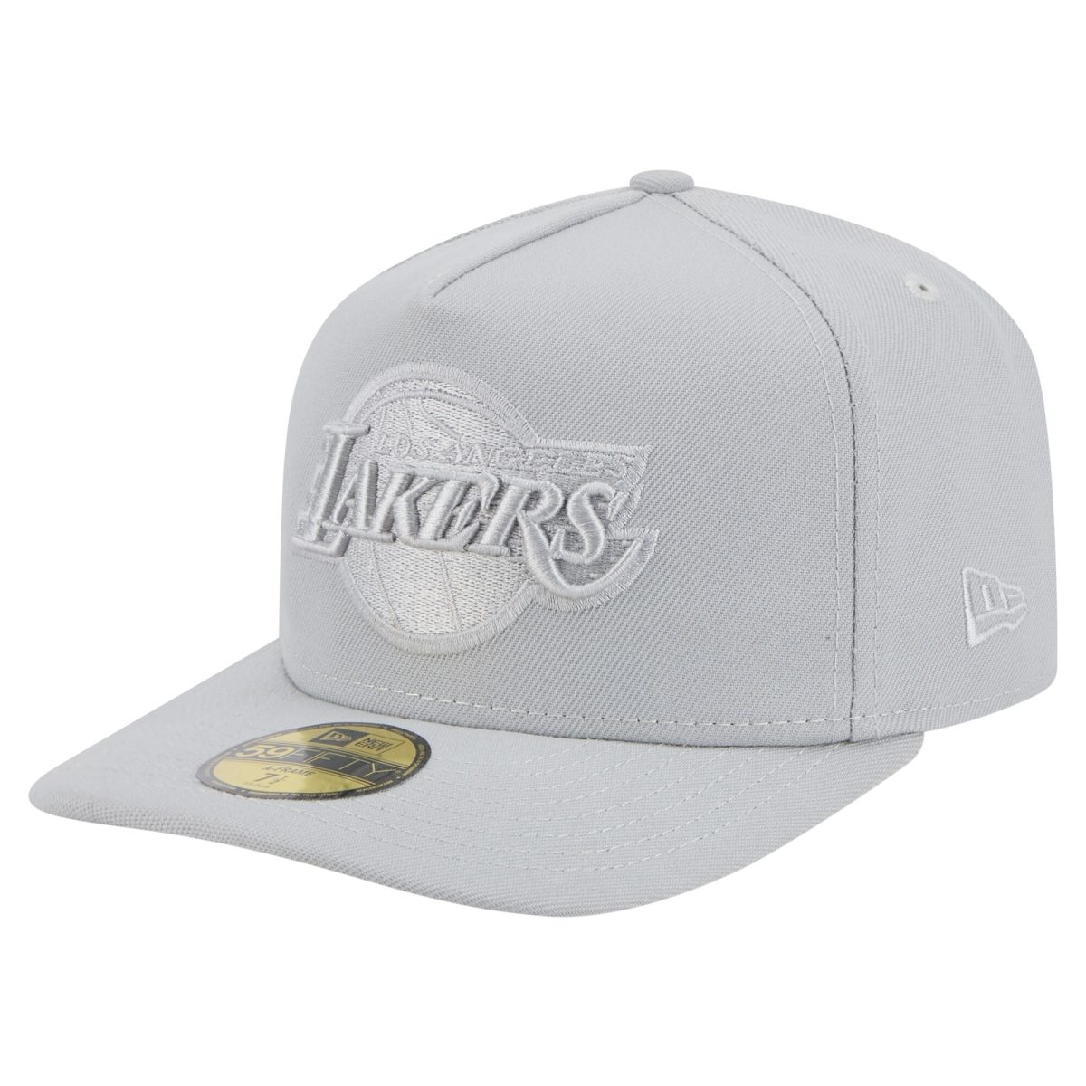 Official Los Angeles Lakers mens los angeles lakers new era gray colorpack a-frame pinch front 59fifty fitted hat | Lakers Shop