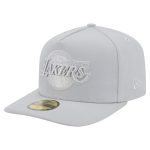 Official Los Angeles Lakers mens los angeles lakers new era gray colorpack a-frame pinch front 59fifty fitted hat | Lakers Shop