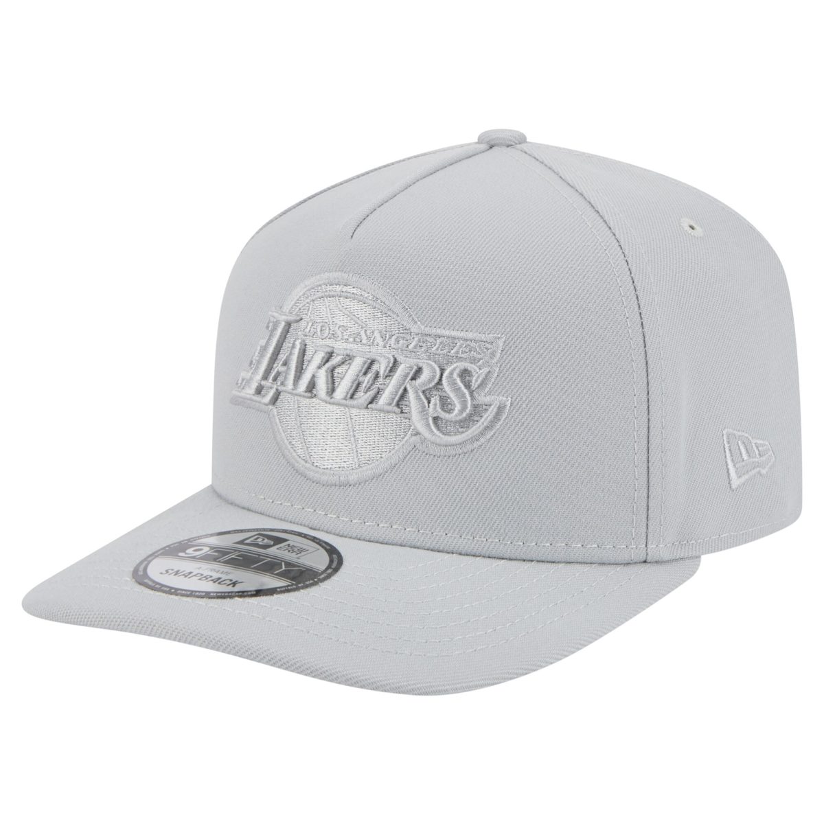 Official Los Angeles Lakers mens los angeles lakers new era gray colorpack a-frame pinch front 9fifty snapback hat | Lakers Shop