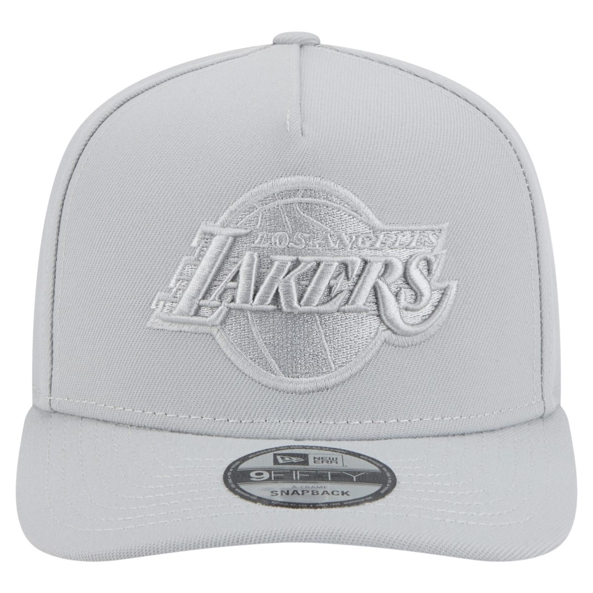 Official Los Angeles Lakers mens los angeles lakers new era gray colorpack a-frame pinch front 9fifty snapback hat | Lakers Shop