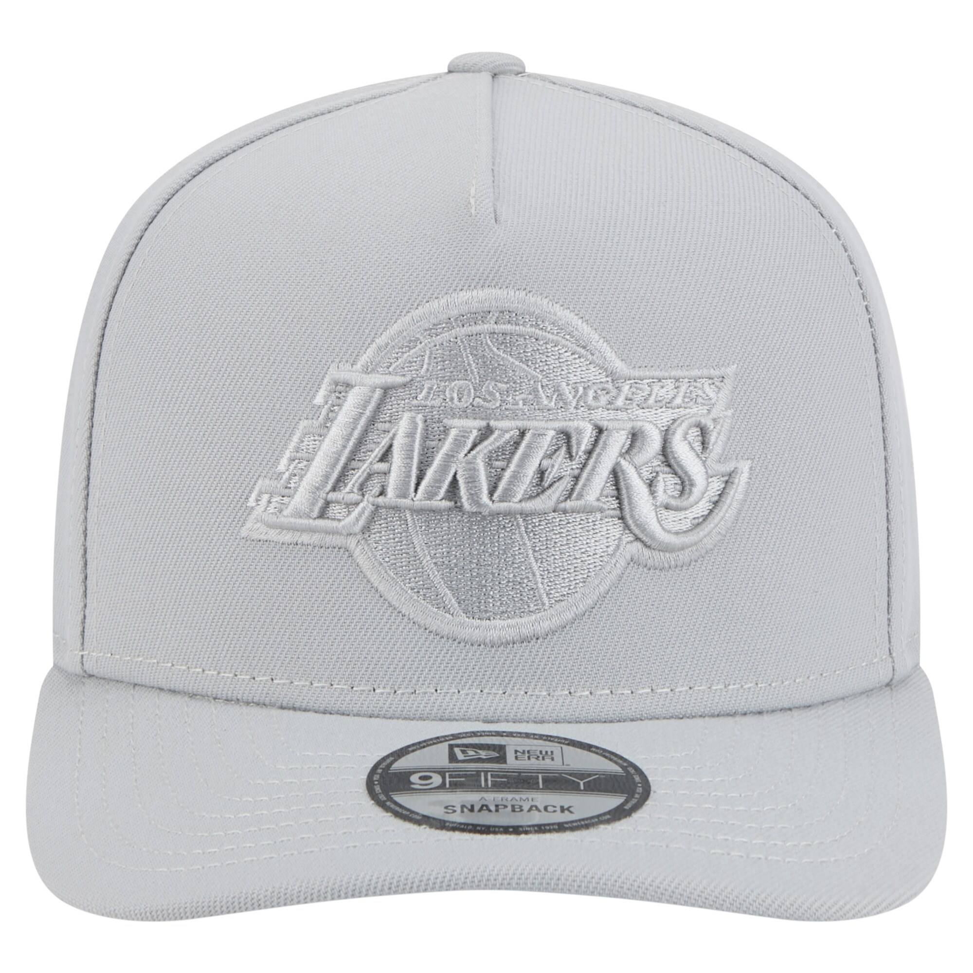 Official Los Angeles Lakers mens los angeles lakers new era gray colorpack a-frame pinch front 9fifty snapback hat | Lakers Shop