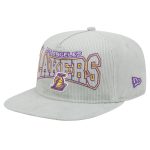 Official Los Angeles Lakers mens los angeles lakers new era gray throwback corduroy golfer snapback hat | Lakers Shop