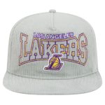 Official Los Angeles Lakers mens los angeles lakers new era gray throwback corduroy golfer snapback hat | Lakers Shop