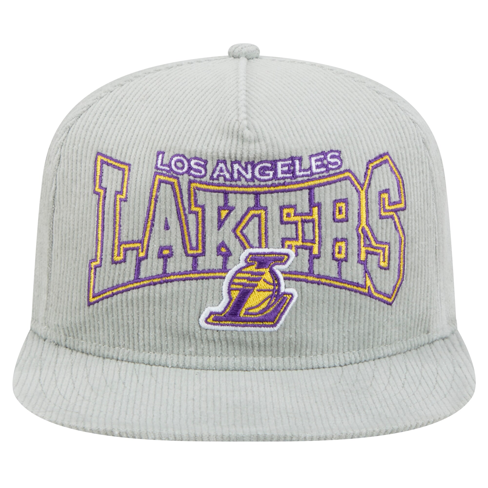 Official Los Angeles Lakers mens los angeles lakers new era gray throwback corduroy golfer snapback hat | Lakers Shop