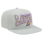 Official Los Angeles Lakers mens los angeles lakers new era gray throwback corduroy golfer snapback hat | Lakers Shop
