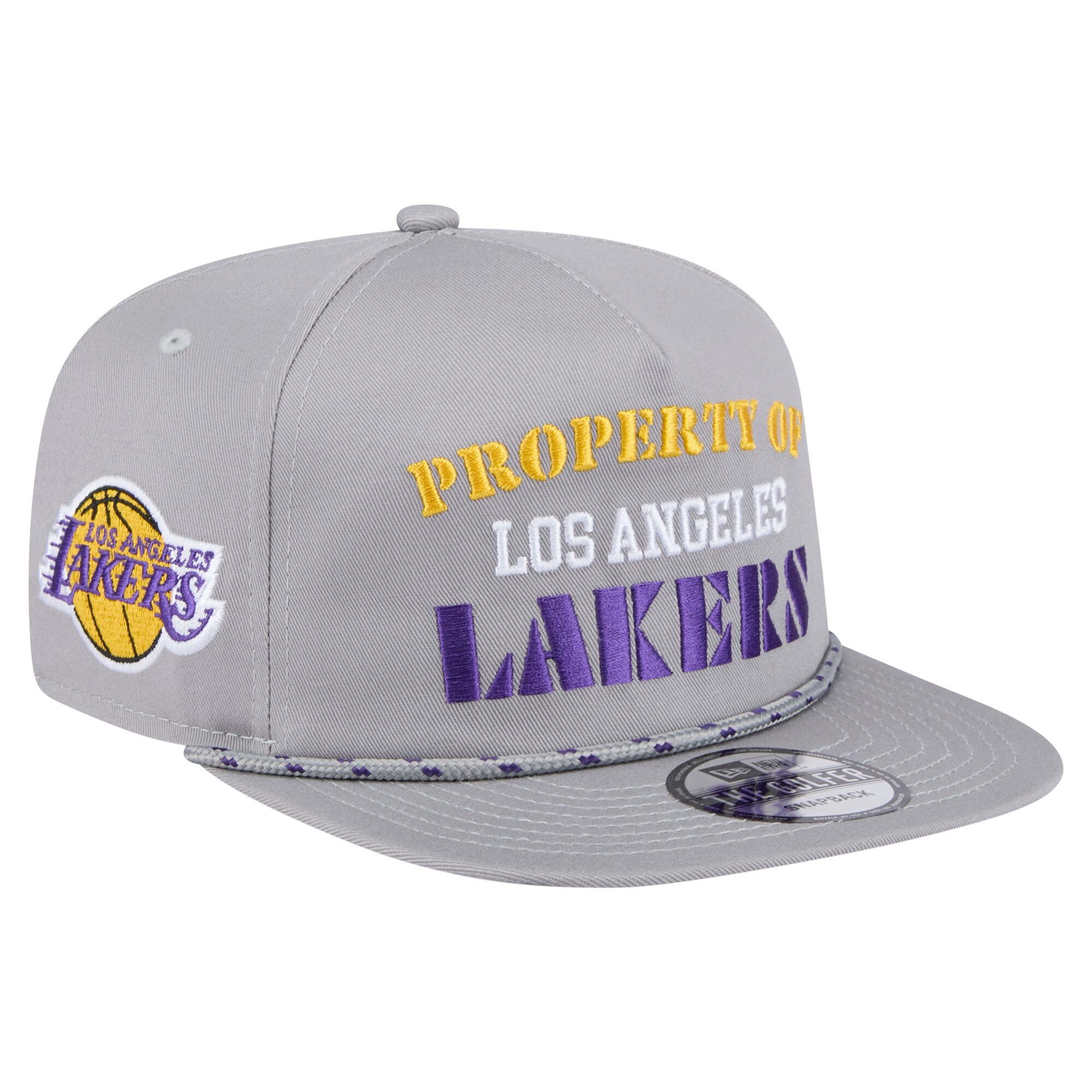 Official Los Angeles Lakers mens los angeles lakers new era gray throwback property of golfer snapback hat | Lakers Shop