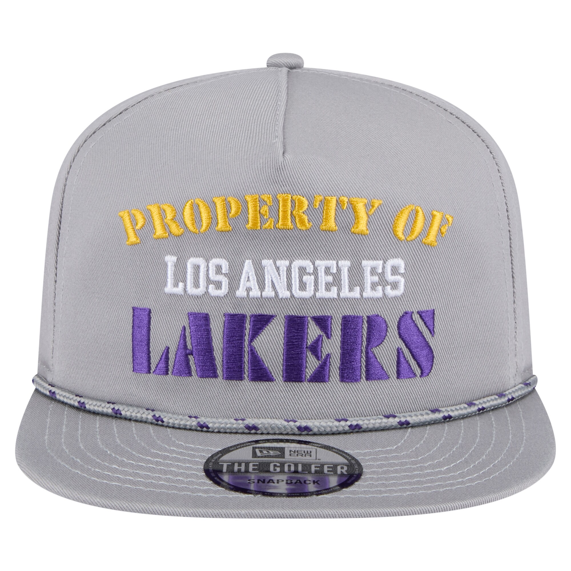 Official Los Angeles Lakers mens los angeles lakers new era gray throwback property of golfer snapback hat | Lakers Shop