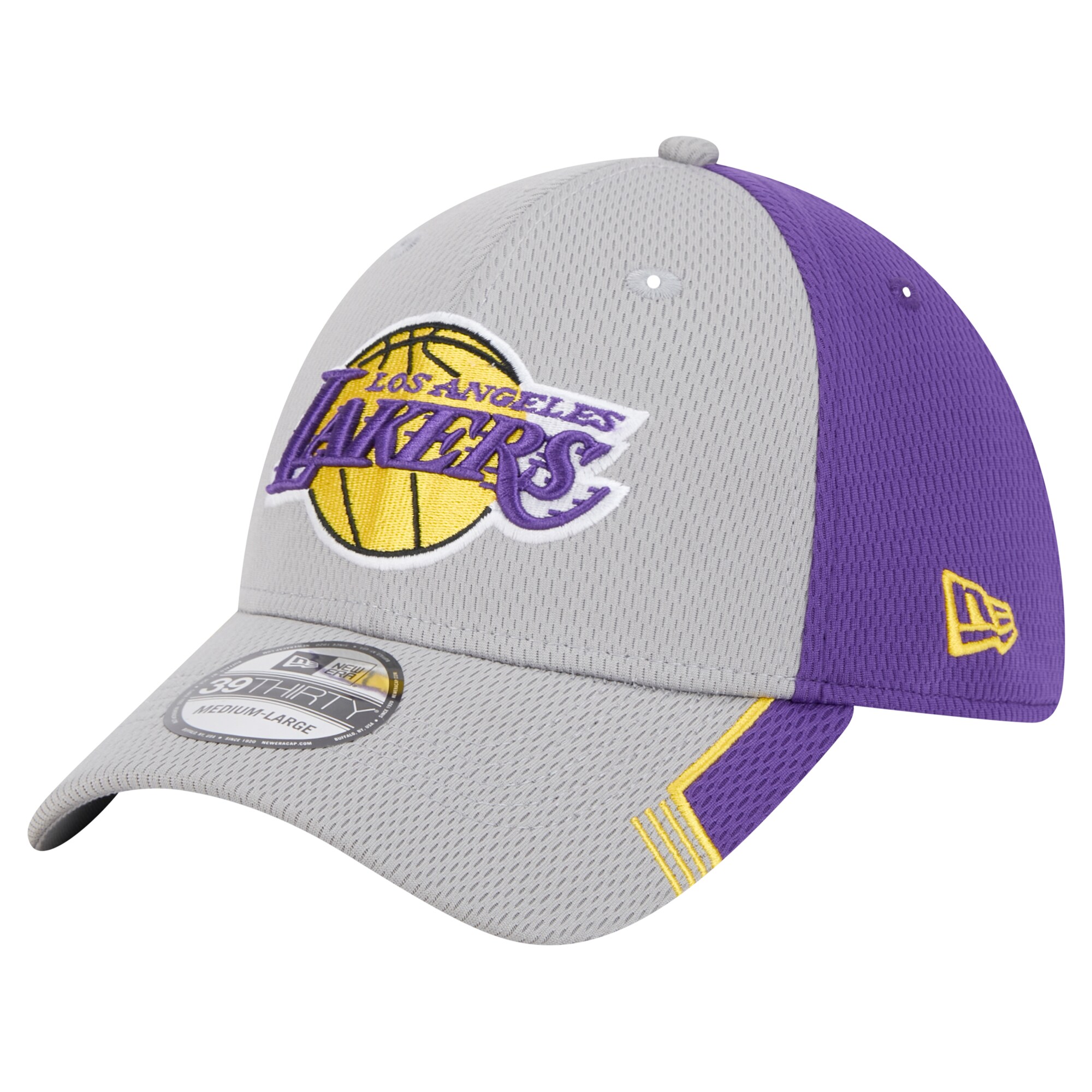 Official Los Angeles Lakers mens los angeles lakers new era graypurple active trim 39thirty flex hat | Lakers Shop
