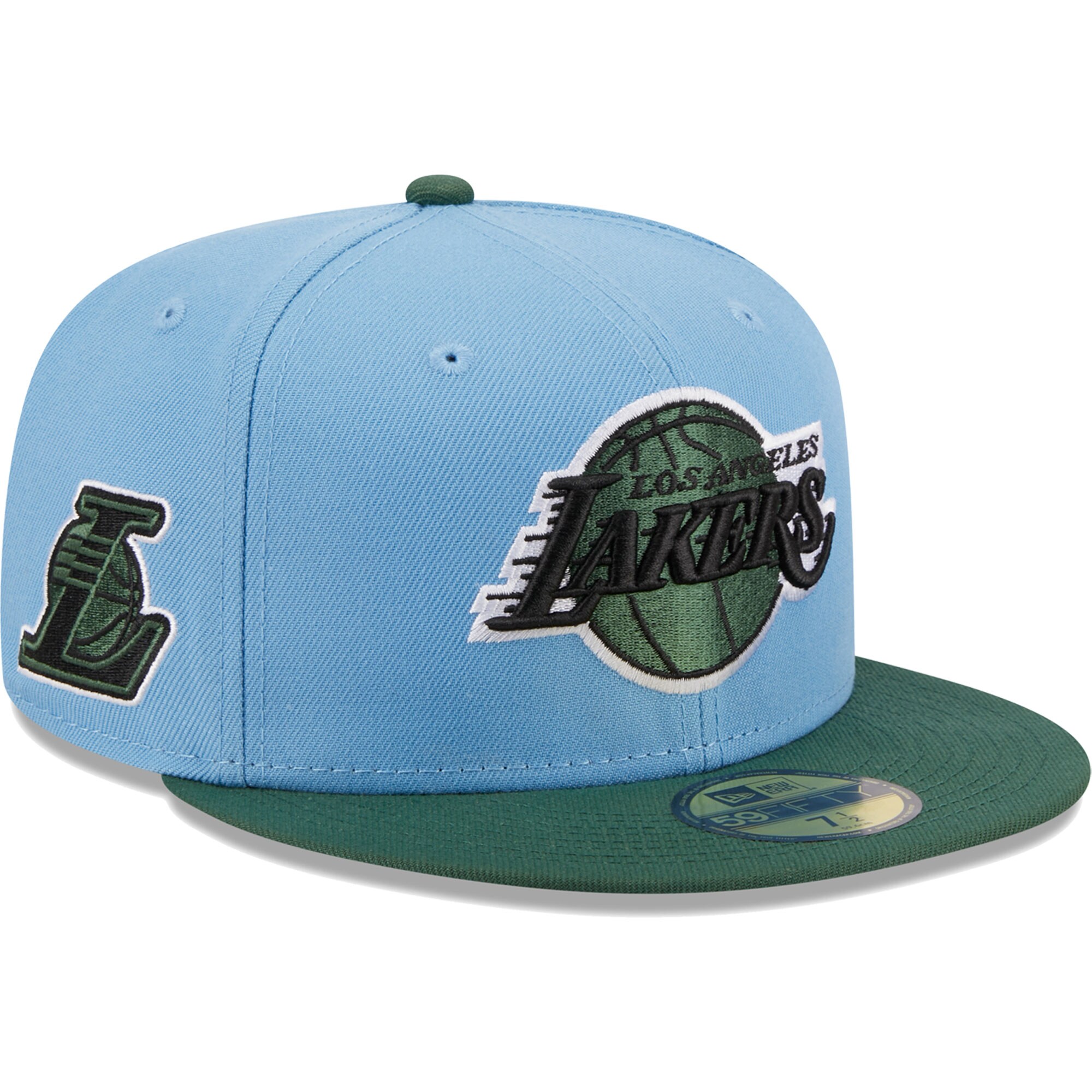 Official Los Angeles Lakers mens los angeles lakers new era light bluegreen two-tone 59fifty fitted hat | Lakers Shop
