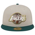 Official Los Angeles Lakers mens los angeles lakers new era naturalhunter green lifestyle tree bark 59fifty fitted hat | Lakers Shop