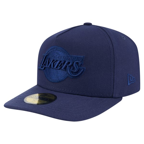 Official Los Angeles Lakers mens los angeles lakers new era navy colorpack a-frame pinch front 59fifty fitted hat | Lakers Shop