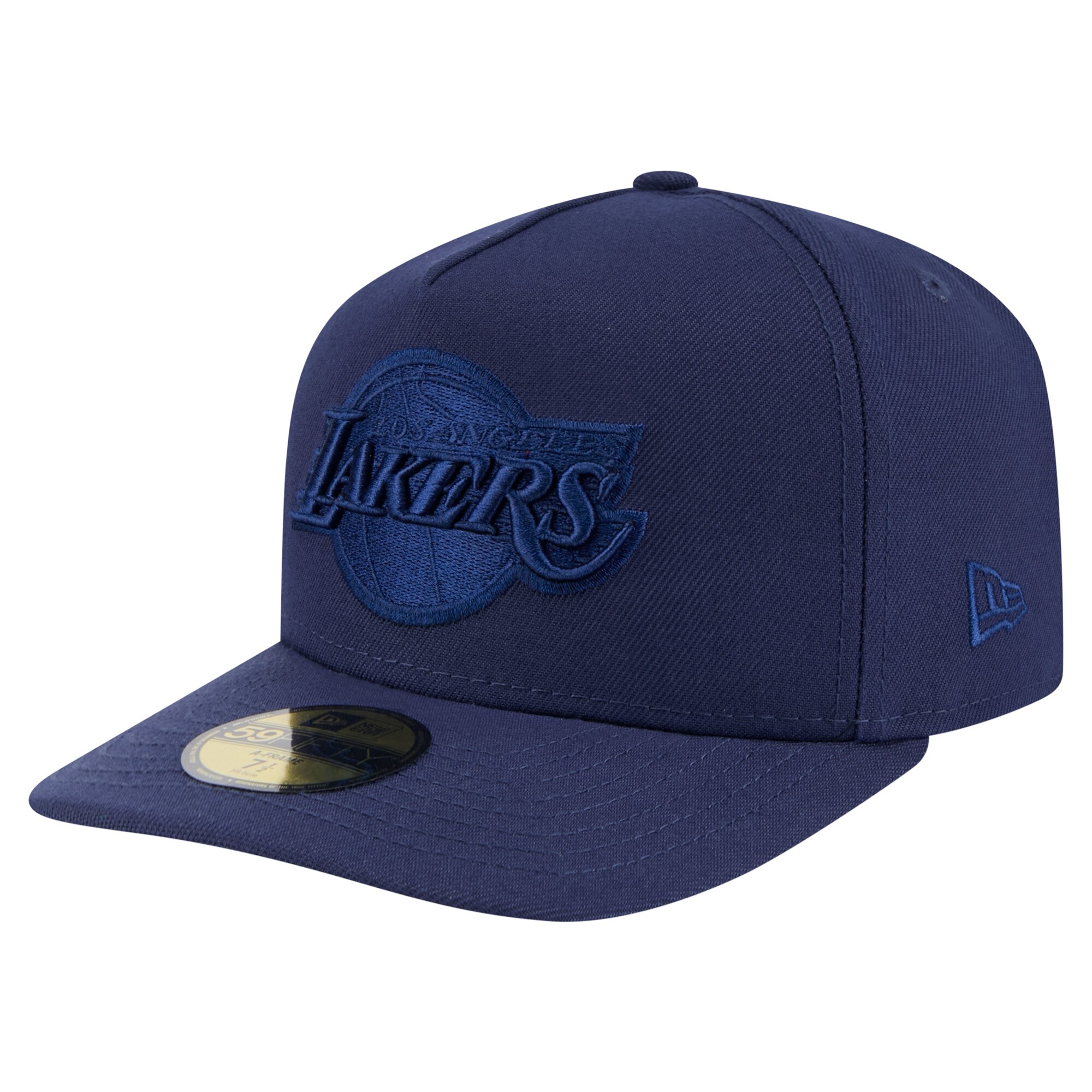Official Los Angeles Lakers mens los angeles lakers new era navy colorpack a-frame pinch front 59fifty fitted hat | Lakers Shop