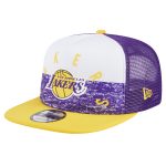 Official Los Angeles Lakers mens los angeles lakers new era purple arch a-frame trucker 9fifty snapback hat | Lakers Shop