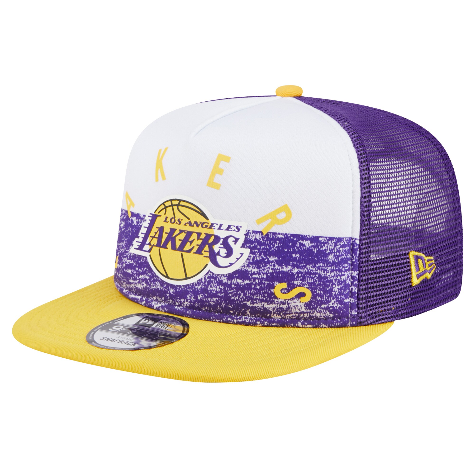 Official Los Angeles Lakers mens los angeles lakers new era purple arch a-frame trucker 9fifty snapback hat | Lakers Shop