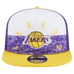 Official Los Angeles Lakers mens los angeles lakers new era purple arch a-frame trucker 9fifty snapback hat | Lakers Shop