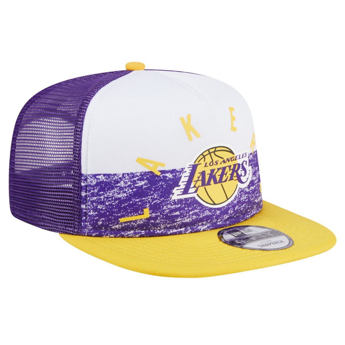 Official Los Angeles Lakers mens los angeles lakers new era purple arch a-frame trucker 9fifty snapback hat | Lakers Shop