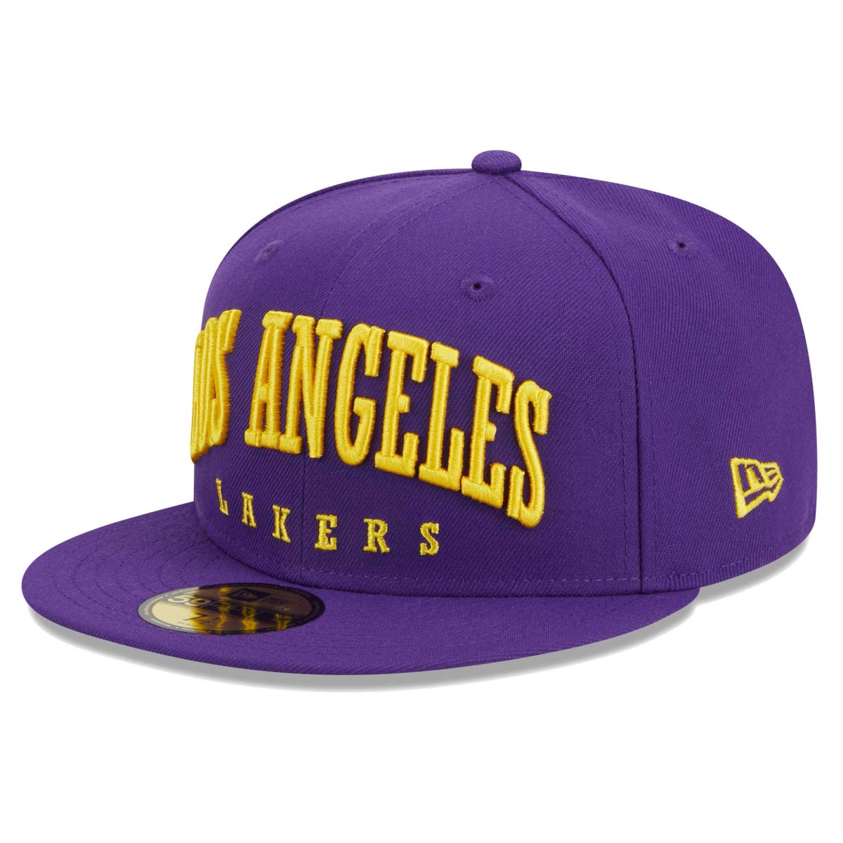 Official Los Angeles Lakers mens los angeles lakers new era purple big arch text 59fifty fitted hat | Lakers Shop
