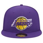 Official Los Angeles Lakers mens los angeles lakers new era purple court sport leather applique 59fifty fitted hat | Lakers Shop