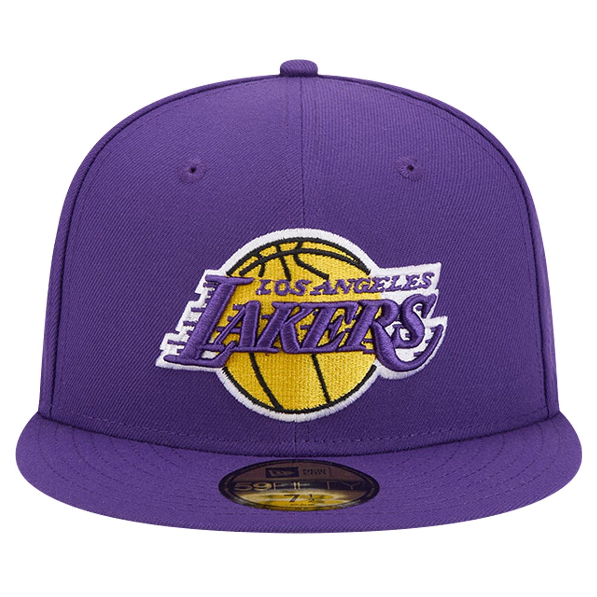 Official Los Angeles Lakers mens los angeles lakers new era purple court sport leather applique 59fifty fitted hat | Lakers Shop