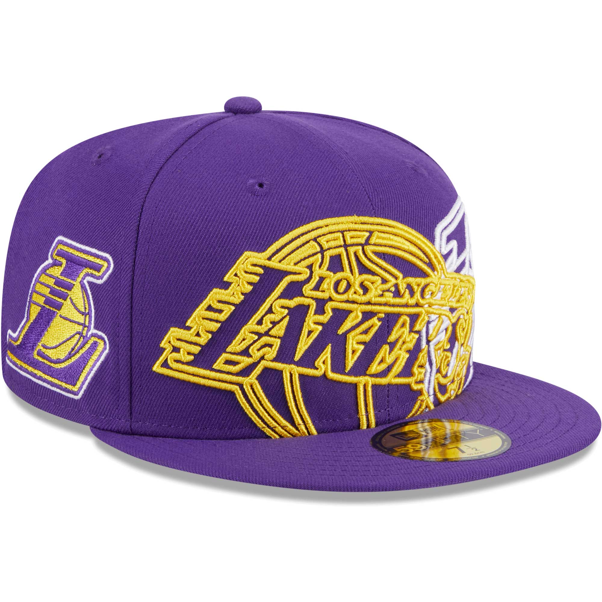 Official Los Angeles Lakers mens los angeles lakers new era purple game day hollow logo mashup 59fifty fitted hat | Lakers Shop
