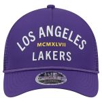 Official Los Angeles Lakers mens los angeles lakers new era purple minimalist a-frame 9forty trucker hat | Lakers Shop