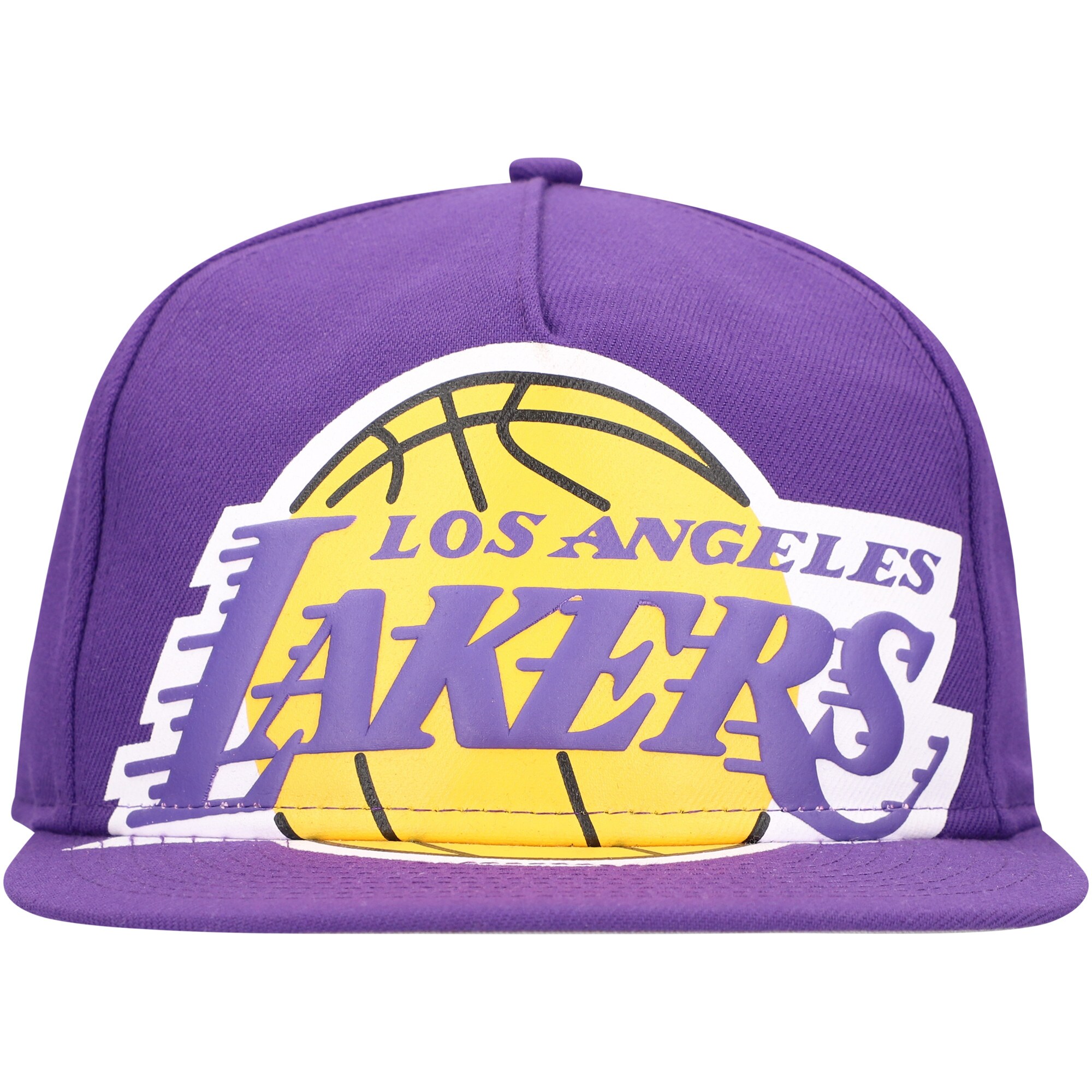 Official Los Angeles Lakers mens los angeles lakers new era purple oversized puff print logo golfer snapback hat | Lakers Shop