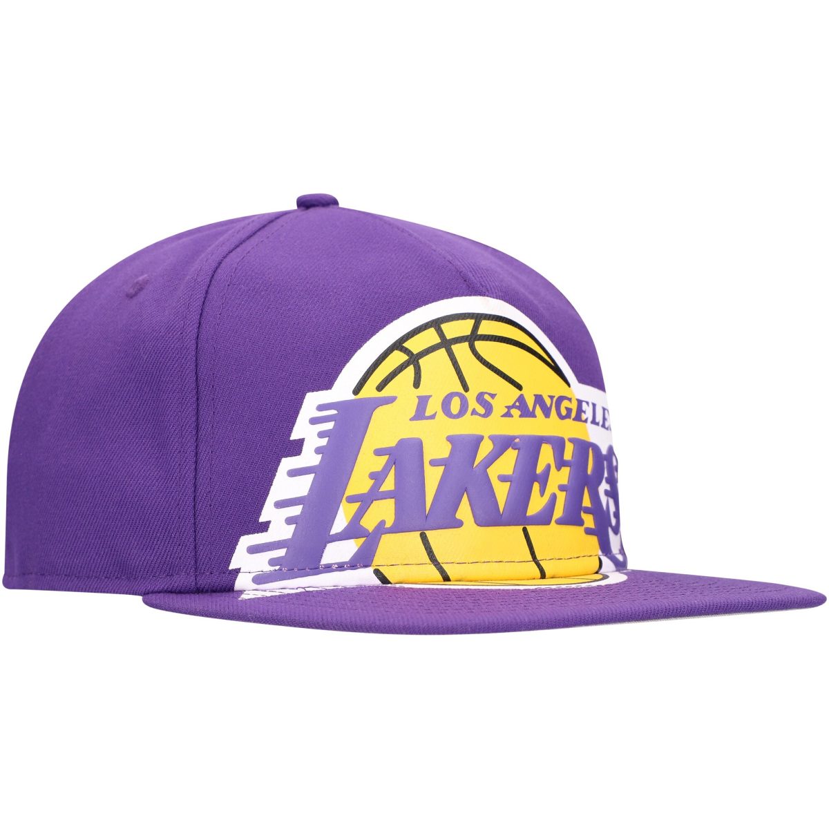 Official Los Angeles Lakers mens los angeles lakers new era purple oversized puff print logo golfer snapback hat | Lakers Shop