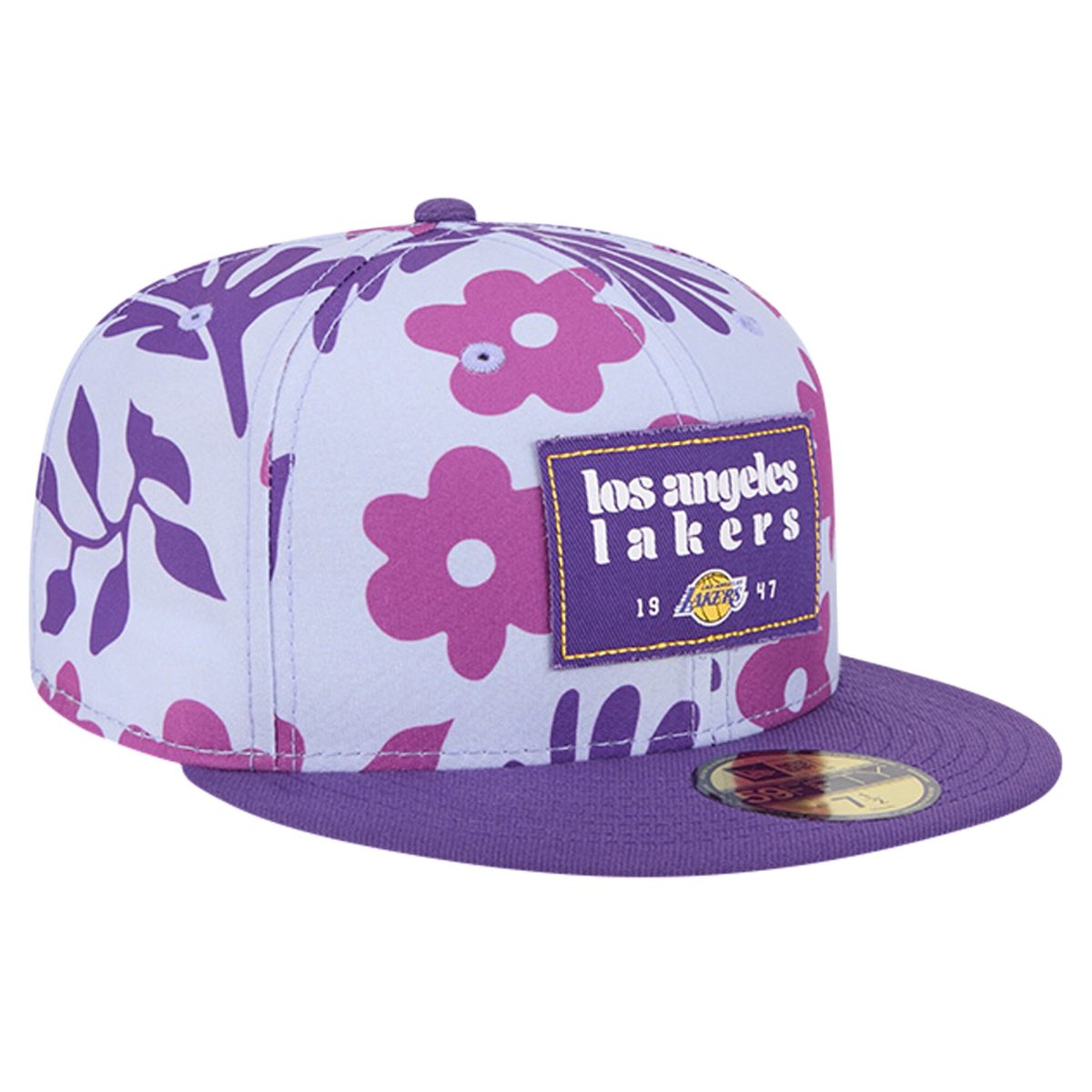 Official Los Angeles Lakers mens los angeles lakers new era purple palm fronds 2-tone 59fifty fitted hat | Lakers Shop