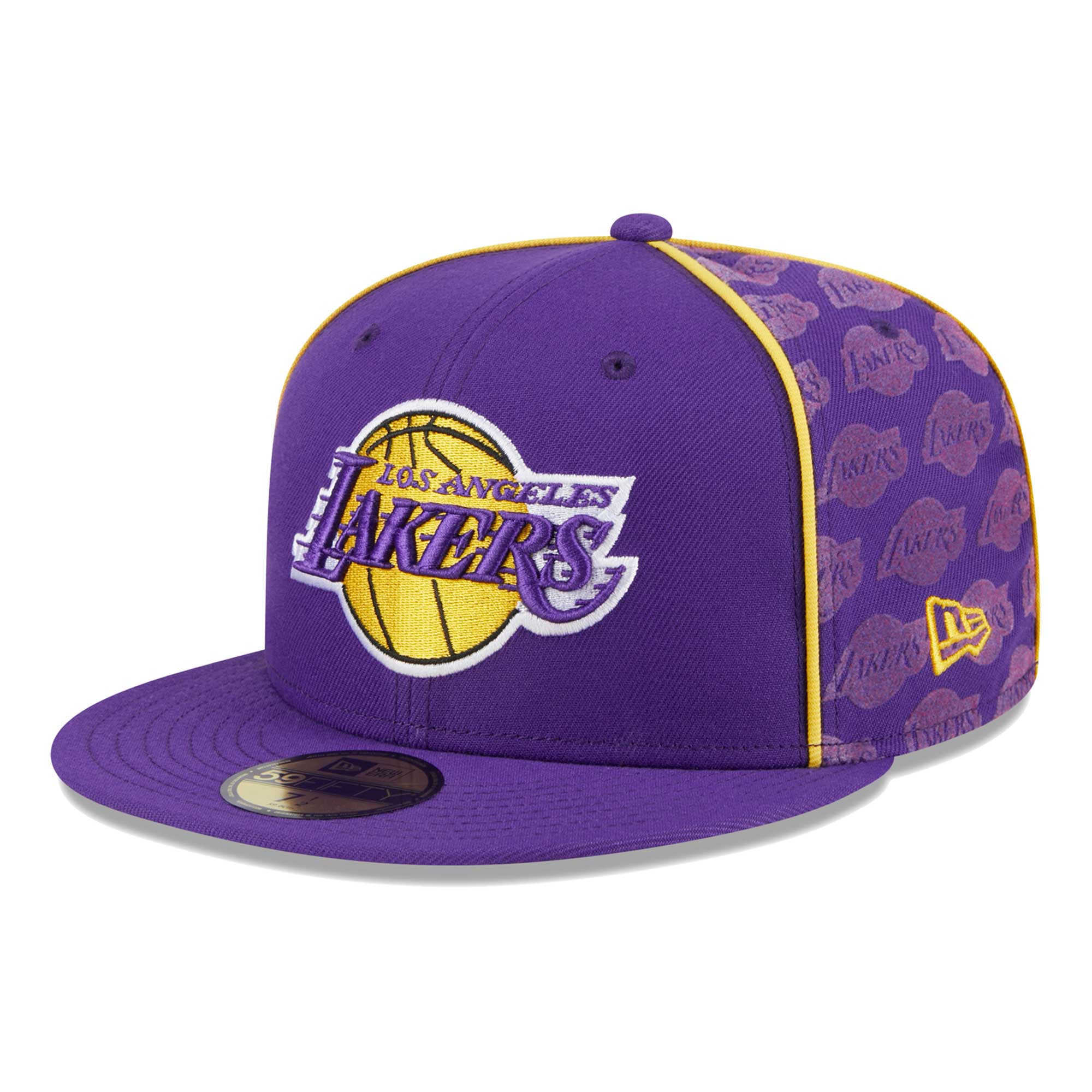 Official Los Angeles Lakers mens los angeles lakers new era purple piped  flocked 59fifty fitted hat | Lakers Shop