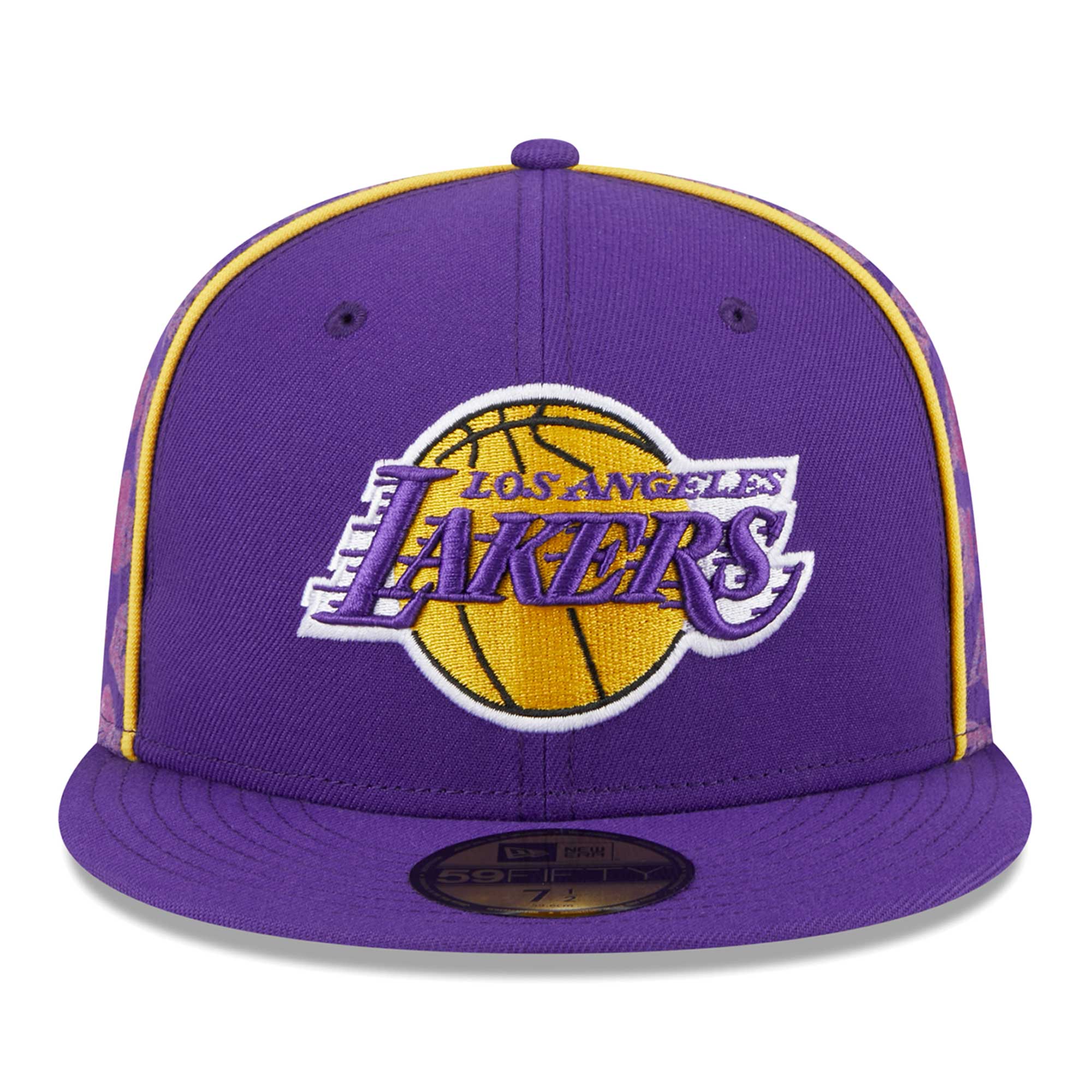 Official Los Angeles Lakers mens los angeles lakers new era purple piped  flocked 59fifty fitted hat | Lakers Shop