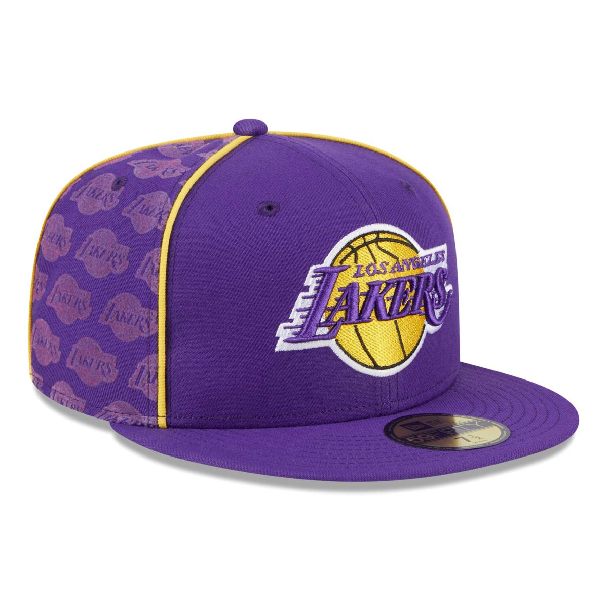 Official Los Angeles Lakers mens los angeles lakers new era purple piped  flocked 59fifty fitted hat | Lakers Shop