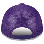 Official Los Angeles Lakers mens los angeles lakers new era purple plate oversized patch trucker 9forty adjustable hat | Lakers Shop