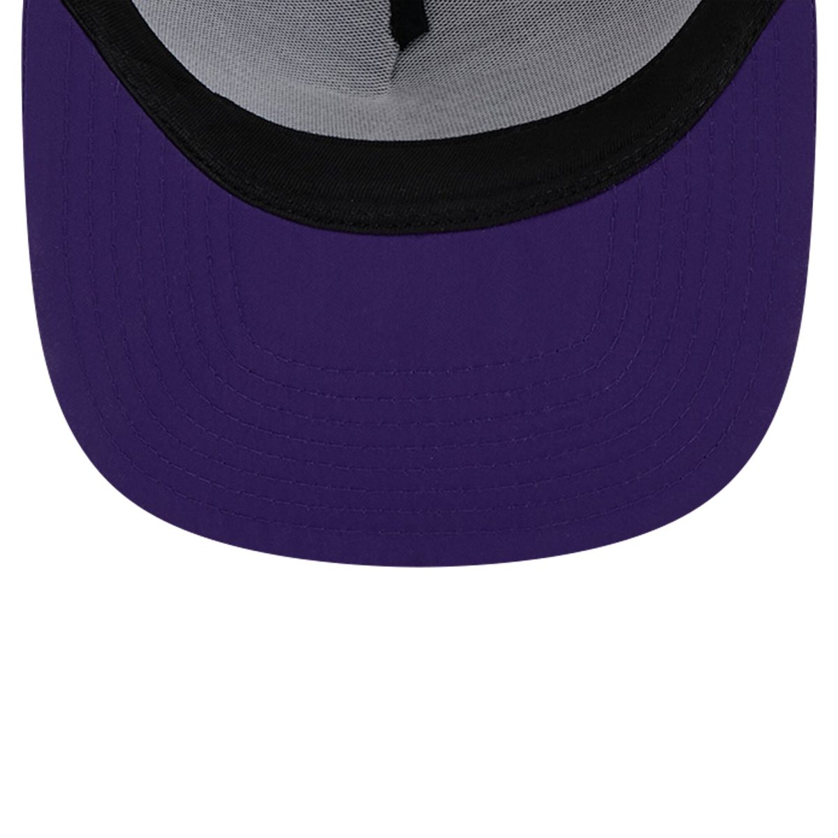 Official Los Angeles Lakers mens los angeles lakers new era purple puff print team code a-frame 9fifty trucker snapback hat | Lakers Shop