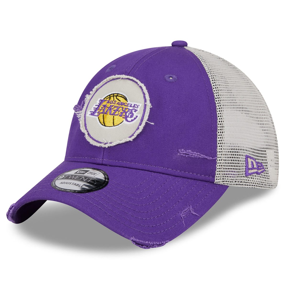 Official Los Angeles Lakers mens los angeles lakers new era purple rally drive distressed patch 9twenty trucker adjustable hat | Lakers Shop