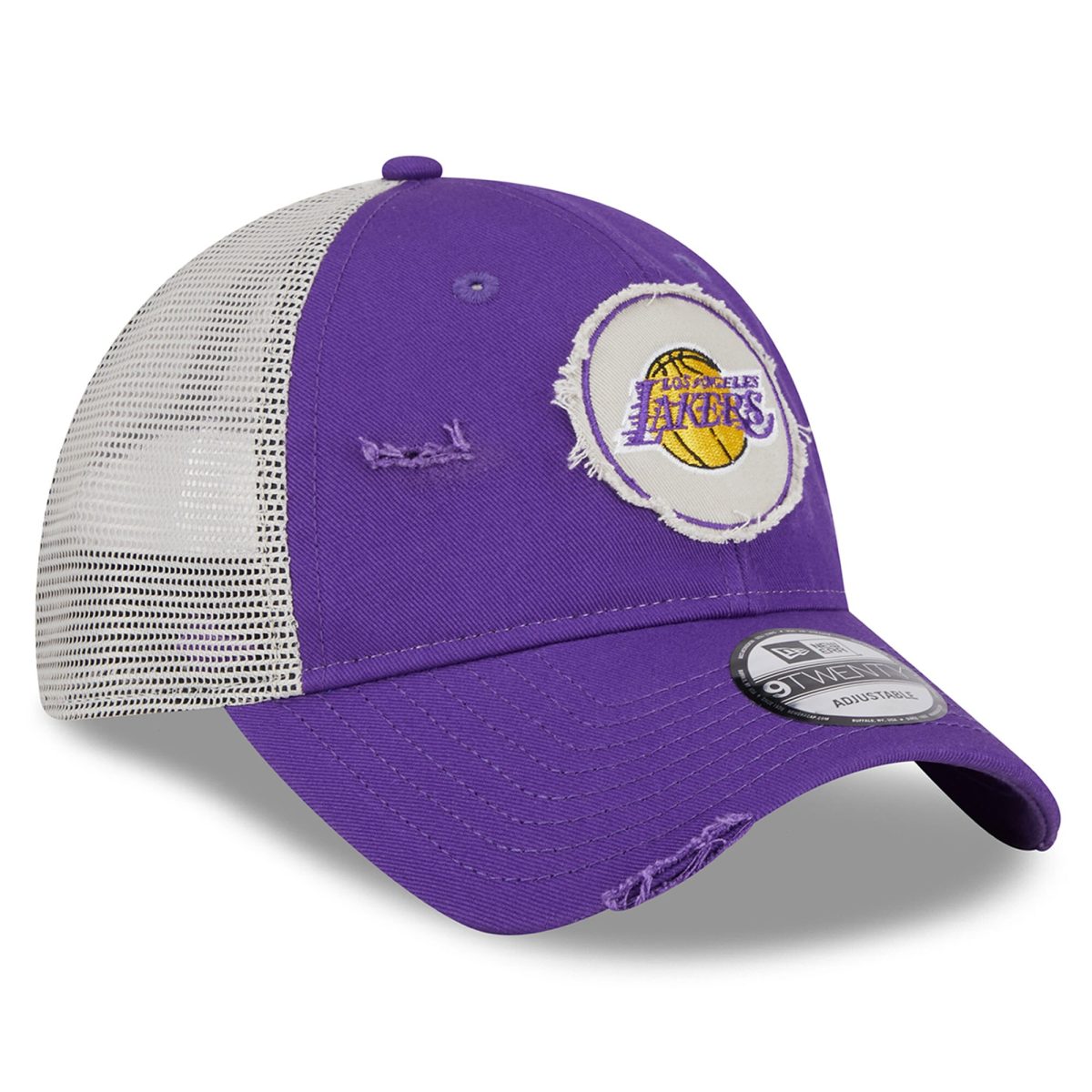 Official Los Angeles Lakers mens los angeles lakers new era purple rally drive distressed patch 9twenty trucker adjustable hat | Lakers Shop