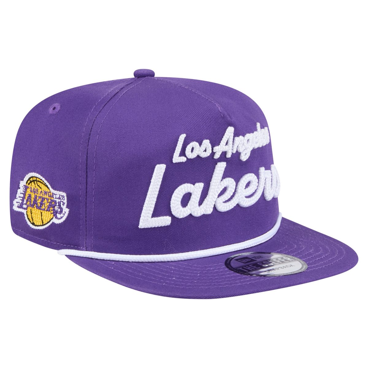 Official Los Angeles Lakers mens los angeles lakers new era purple team text golfer snapback hat | Lakers Shop