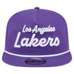 Official Los Angeles Lakers mens los angeles lakers new era purple team text golfer snapback hat | Lakers Shop
