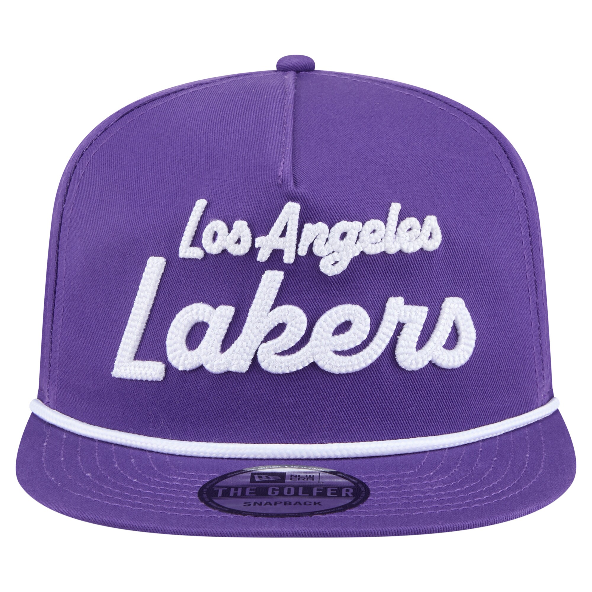 Official Los Angeles Lakers mens los angeles lakers new era purple team text golfer snapback hat | Lakers Shop