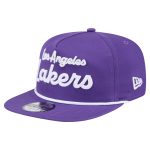 Official Los Angeles Lakers mens los angeles lakers new era purple team text golfer snapback hat | Lakers Shop