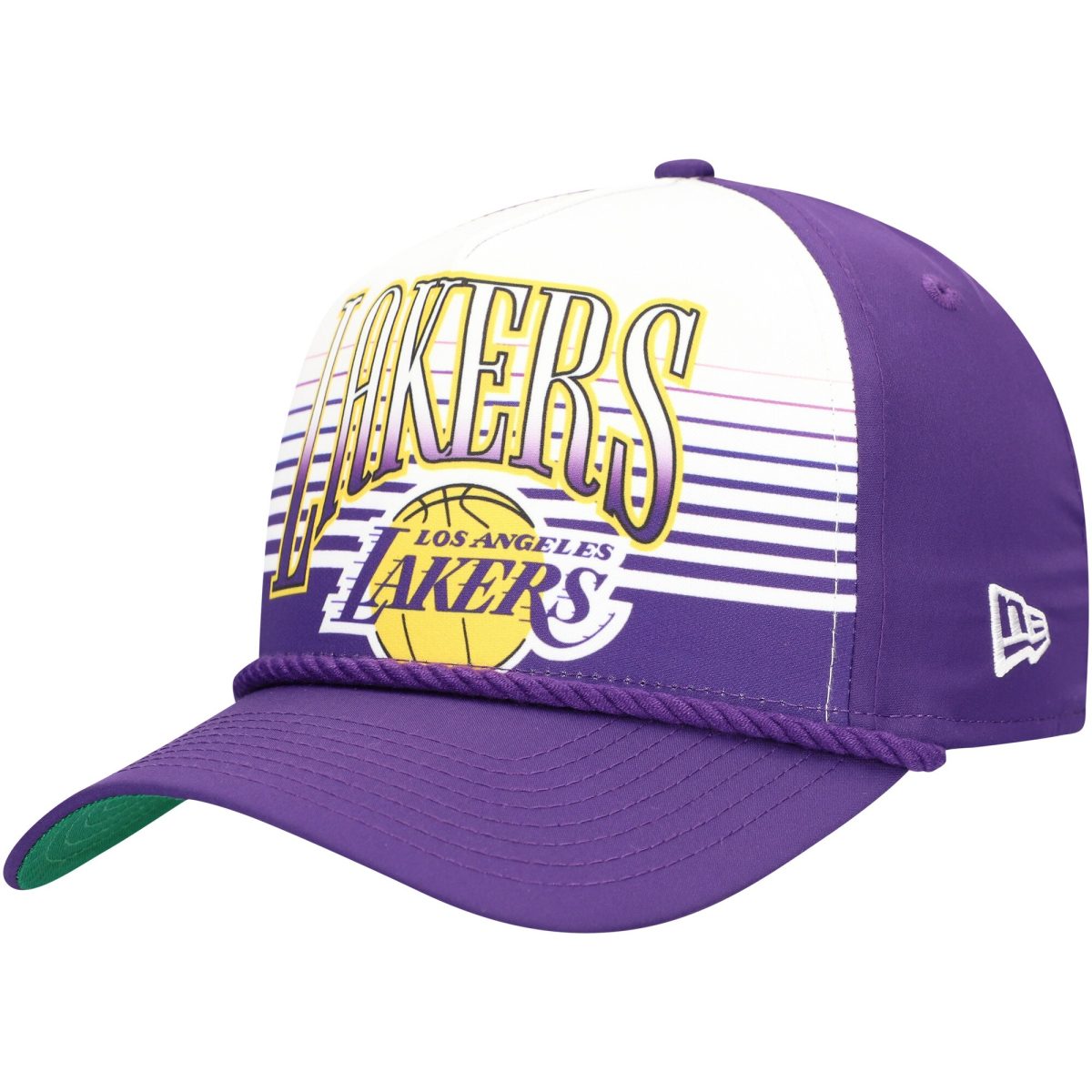 Official Los Angeles Lakers mens los angeles lakers new era purple throwback gradient a-frame 9forty adjustable hat | Lakers Shop