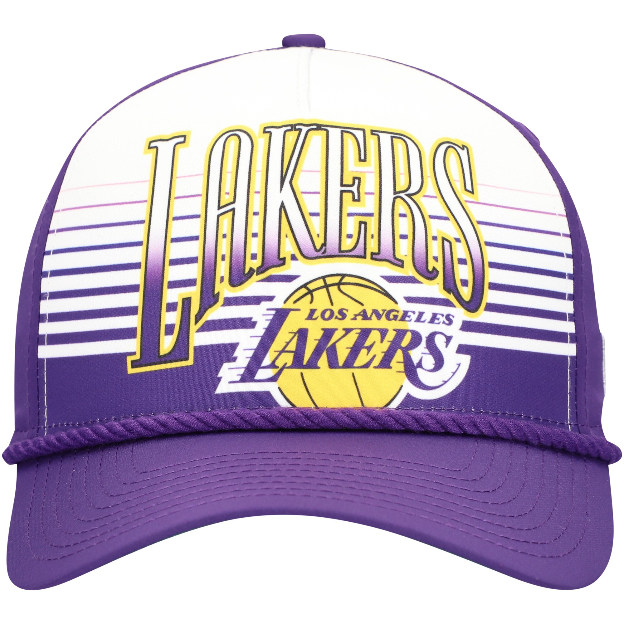 Official Los Angeles Lakers mens los angeles lakers new era purple throwback gradient a-frame 9forty adjustable hat | Lakers Shop