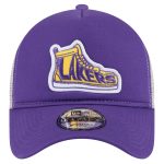 Official Los Angeles Lakers mens los angeles lakers new era purple victory grove vintage sneaker trucker 9forty adjustable hat | Lakers Shop