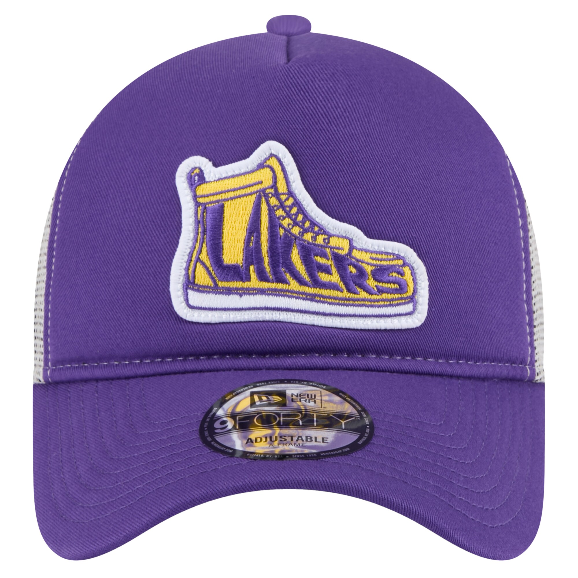 Official Los Angeles Lakers mens los angeles lakers new era purple victory grove vintage sneaker trucker 9forty adjustable hat | Lakers Shop